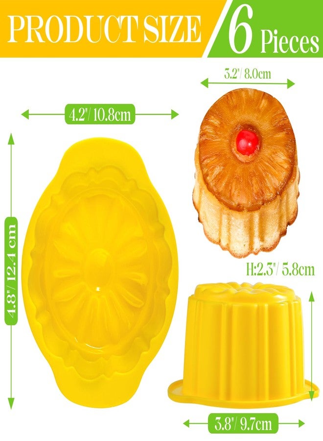 KOLUTI Pineapple Upside Down Cake Pan Set of 6, Nonstick Silicone Round Cake Mold Cups, Small and Stackable Homemade Decorative Baking Cup Oven Safe (3.8"X3.8"X2.3"), Dishwasher Friendly - Image 2